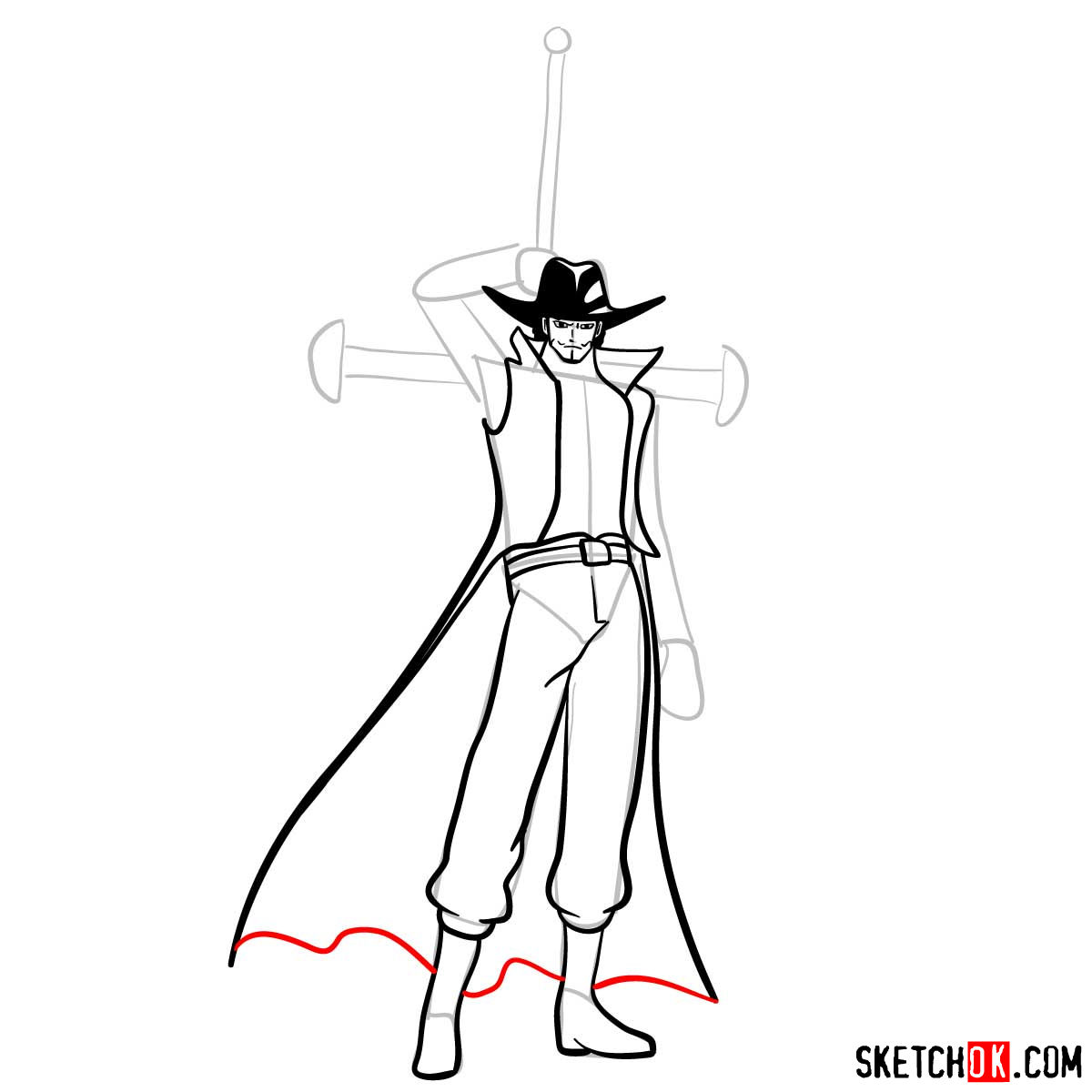 How to draw Dracule Mihawk full growth | One Piece - step 10