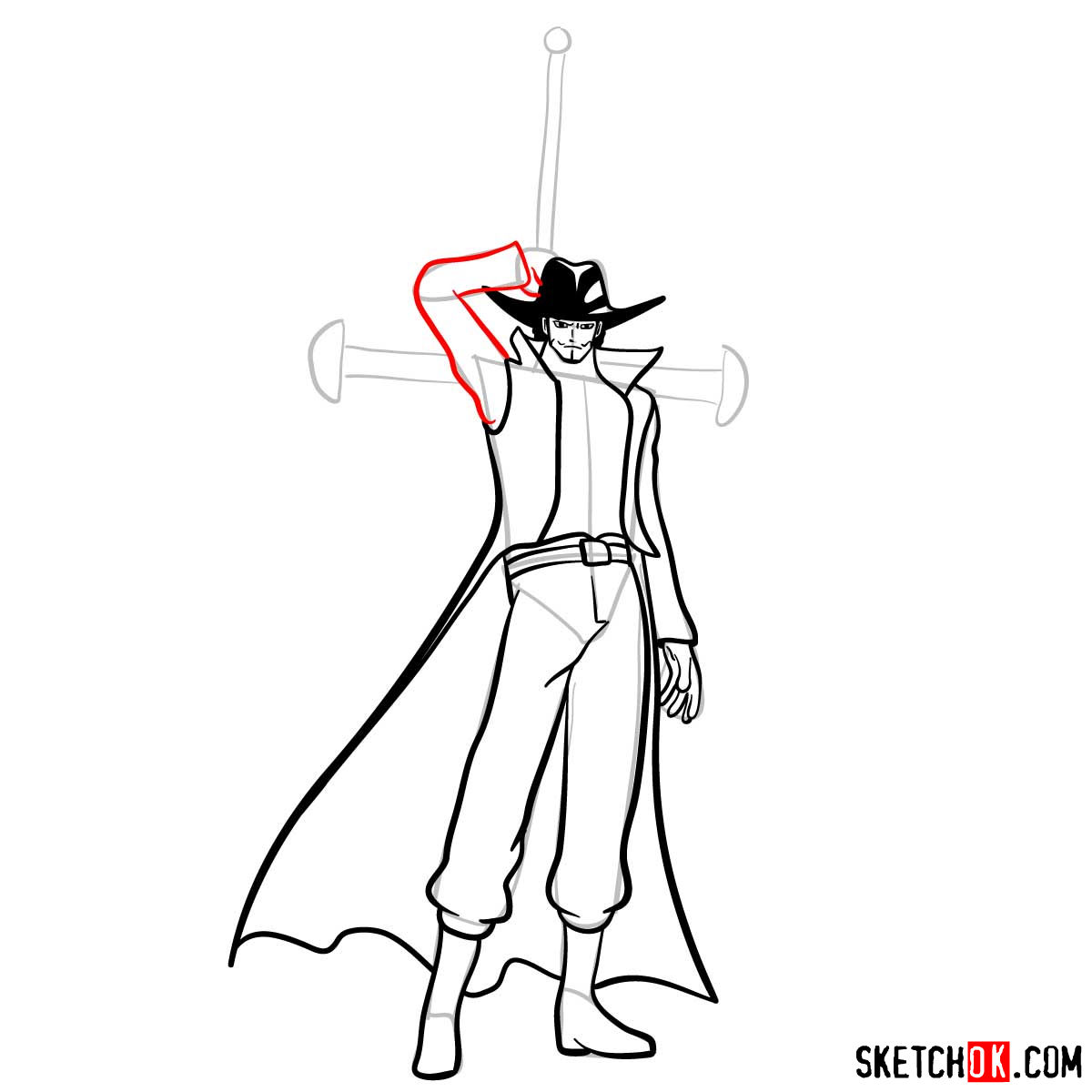 How to draw Dracule Mihawk full growth | One Piece - step 12