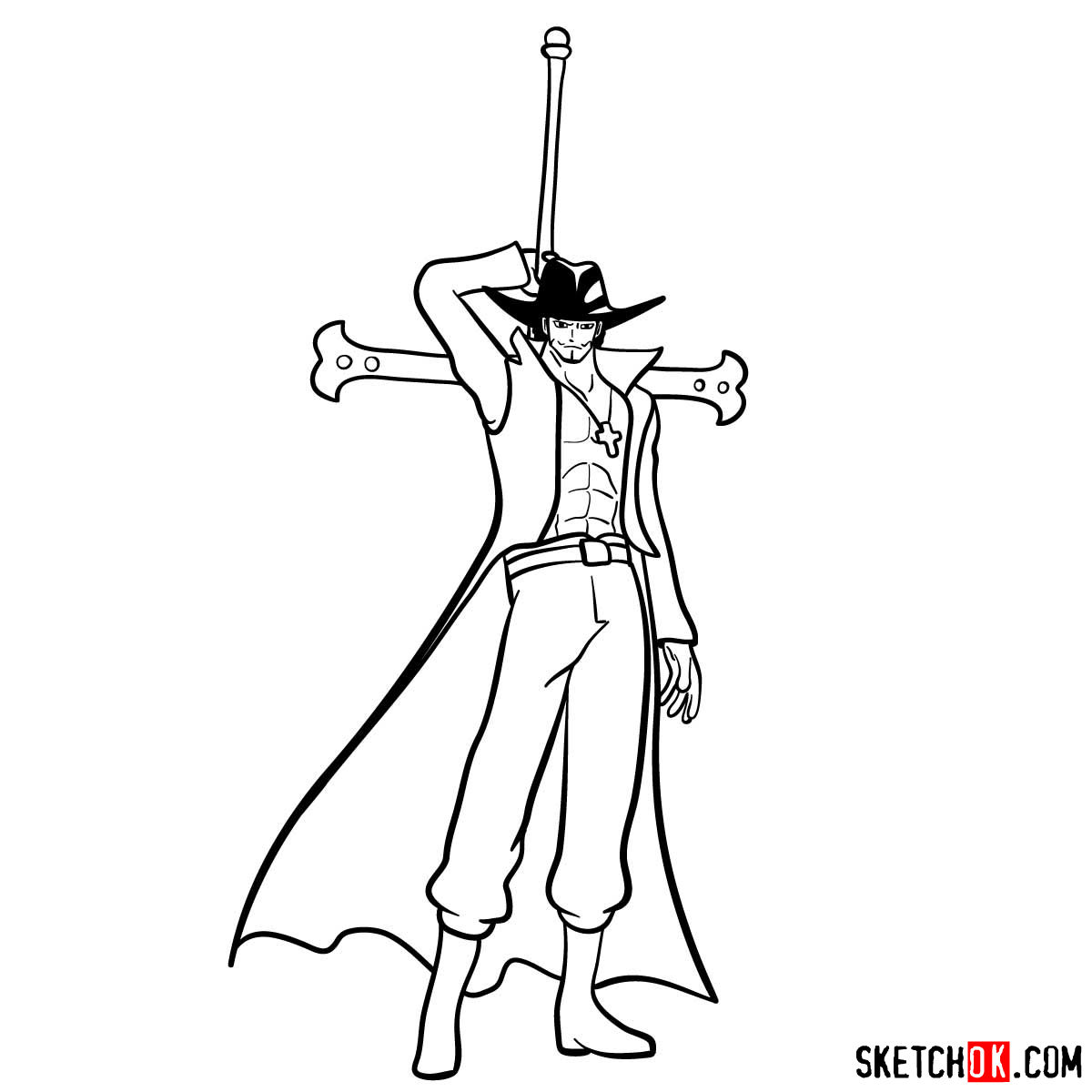 How to draw Dracule Mihawk full growth | One Piece