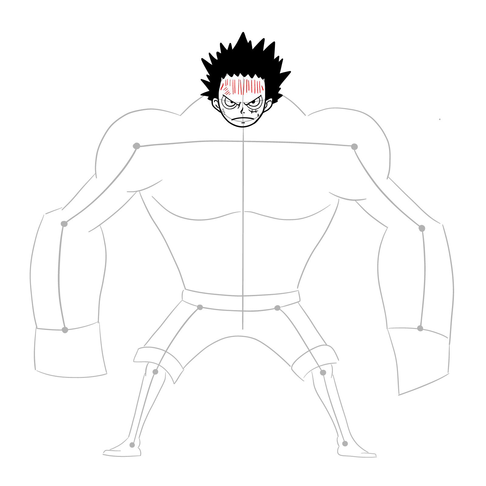 How to draw Luffy as Nightmare Luffy (Thriller Bark Arc) - step 12