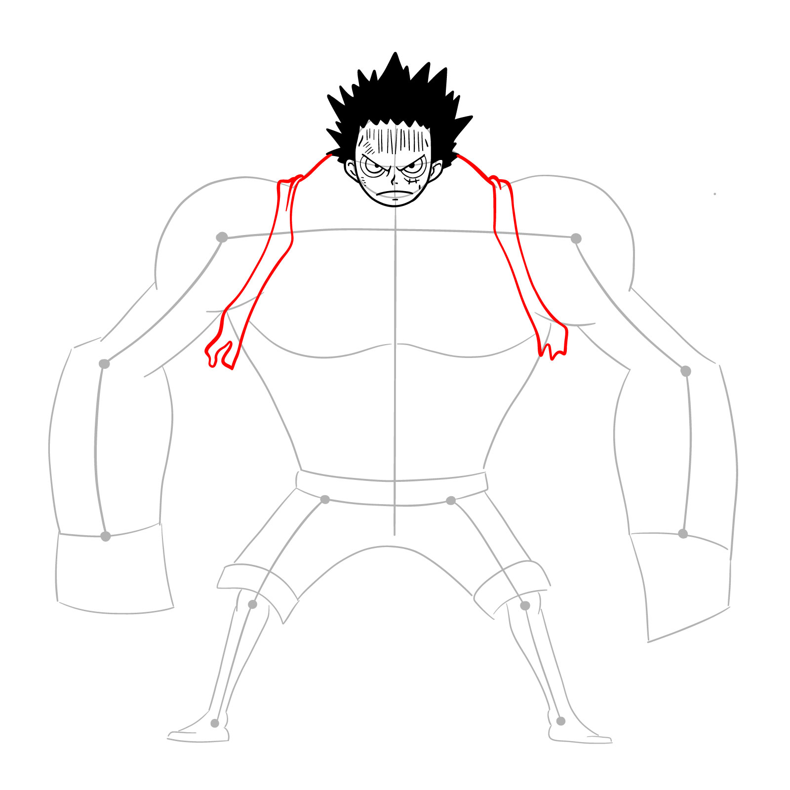 How to draw Luffy as Nightmare Luffy (Thriller Bark Arc) - step 13