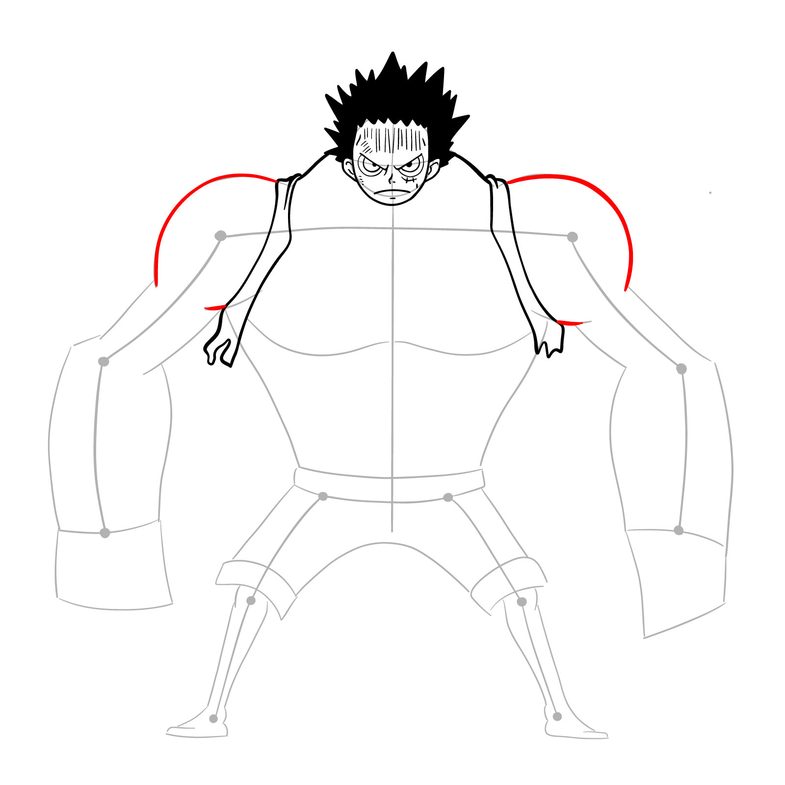 How to draw Luffy as Nightmare Luffy (Thriller Bark Arc) - step 14