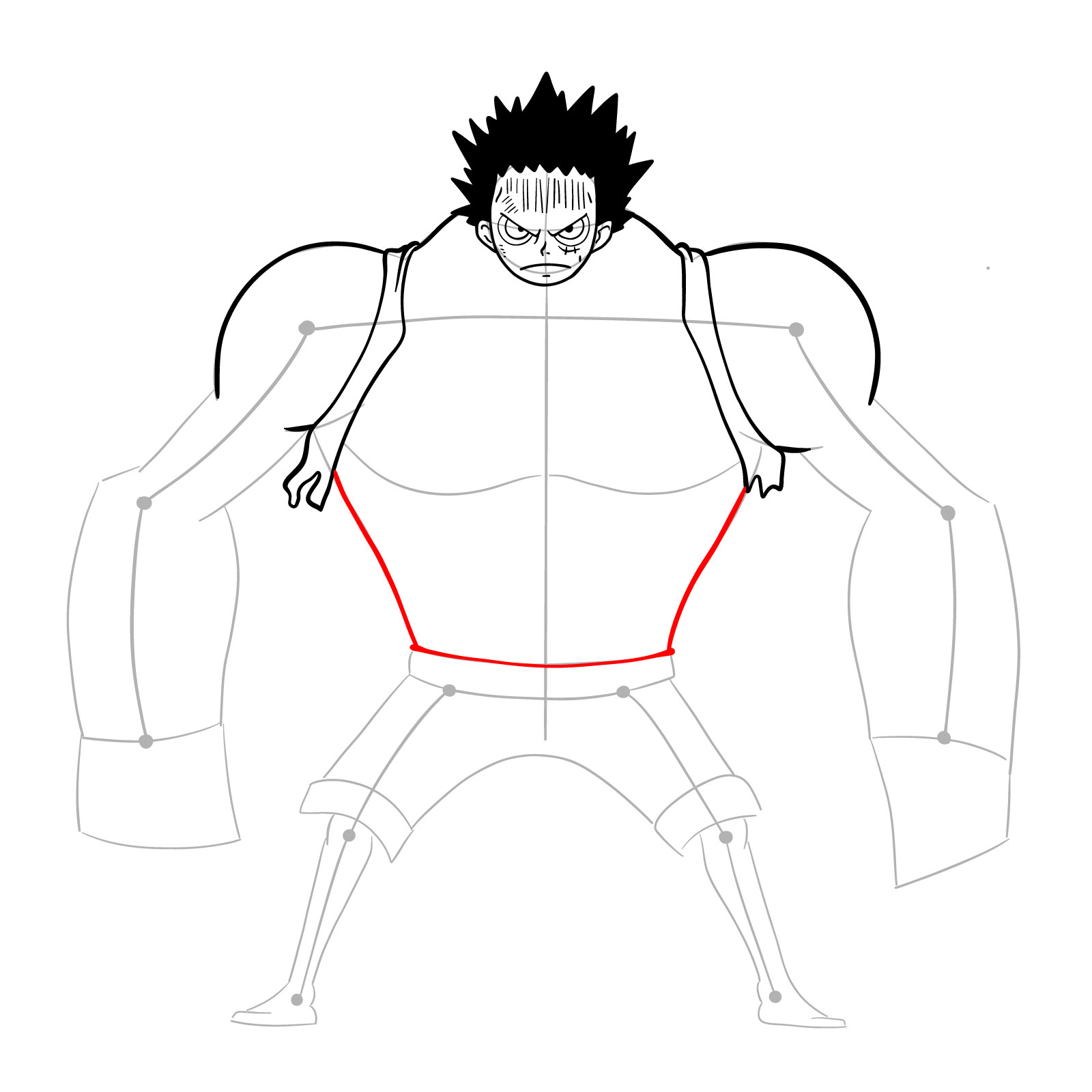 How to draw Luffy as Nightmare Luffy (Thriller Bark Arc) - step 15