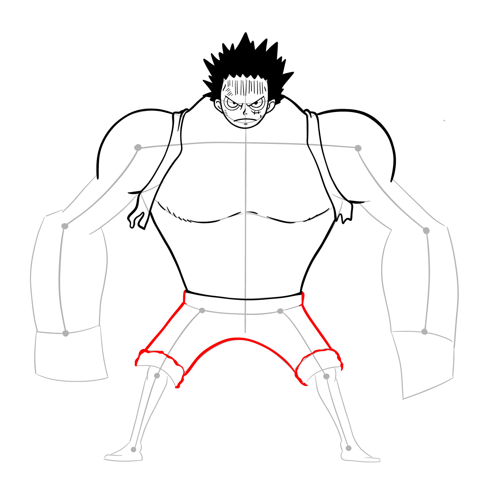 How to draw Luffy as Nightmare Luffy (Thriller Bark Arc) - step 17