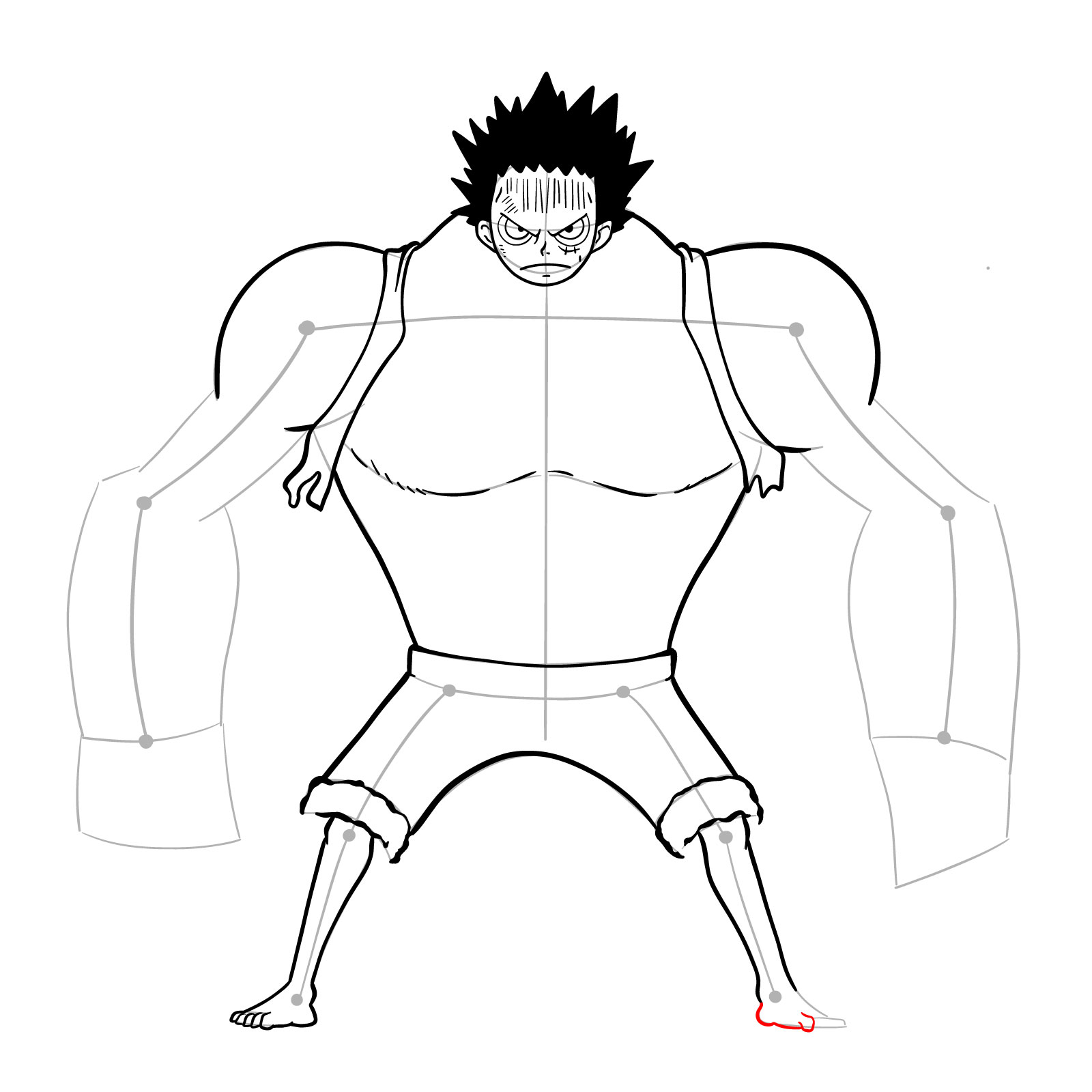 How to draw Luffy as Nightmare Luffy (Thriller Bark Arc) - step 21