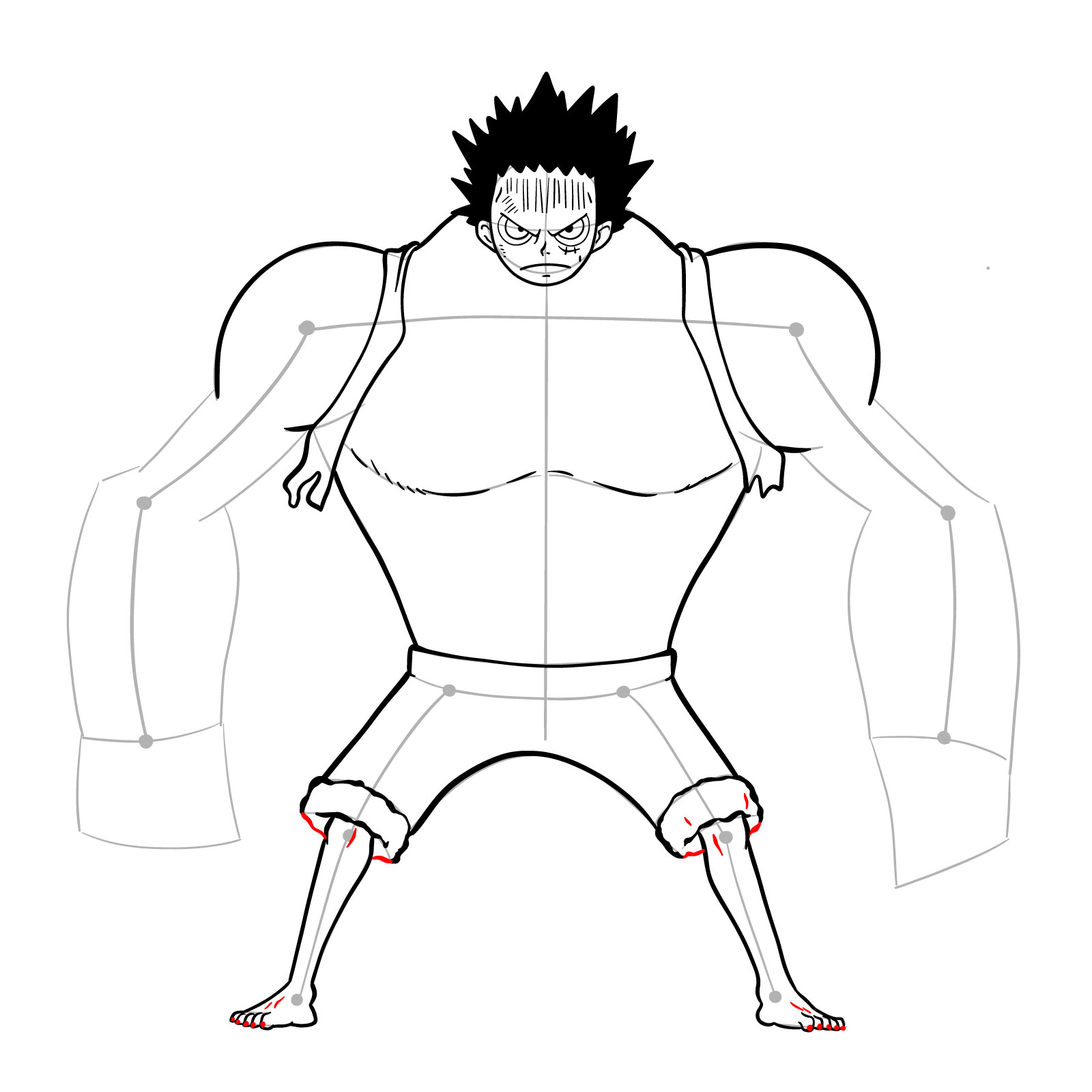How to draw Luffy as Nightmare Luffy (Thriller Bark Arc) - step 23