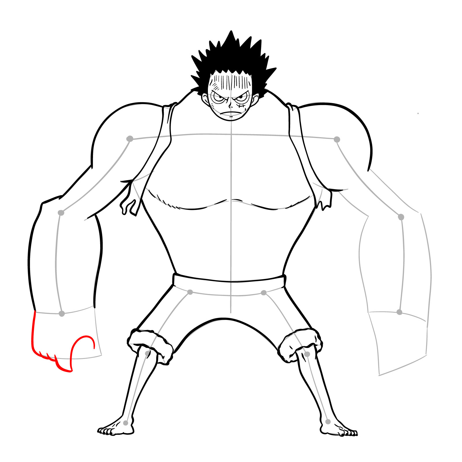 How to draw Luffy as Nightmare Luffy (Thriller Bark Arc) - step 26