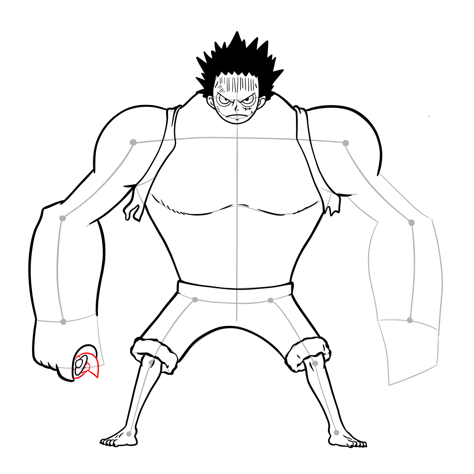 How to draw Luffy as Nightmare Luffy (Thriller Bark Arc) - step 28