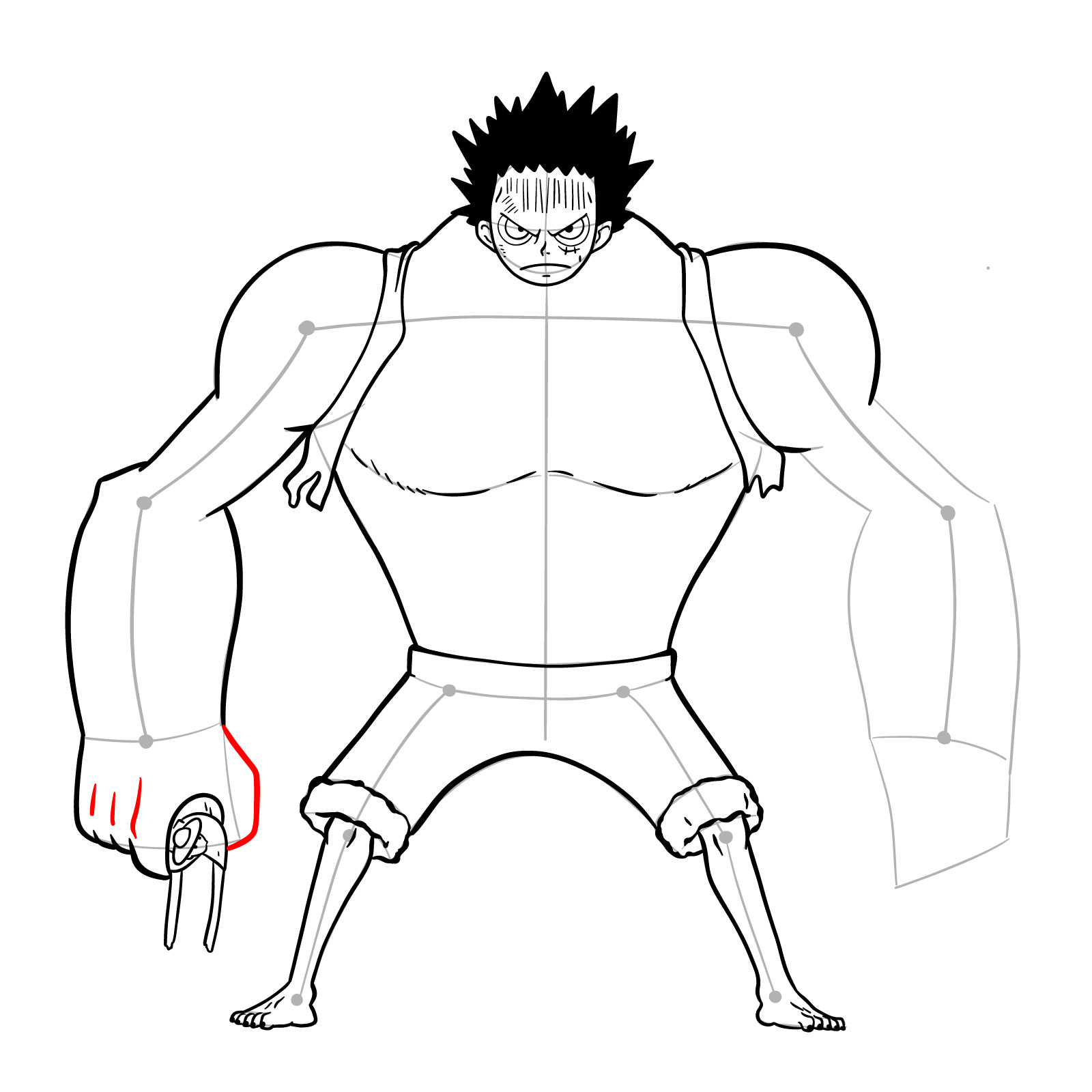 How to draw Luffy as Nightmare Luffy (Thriller Bark Arc) - step 30
