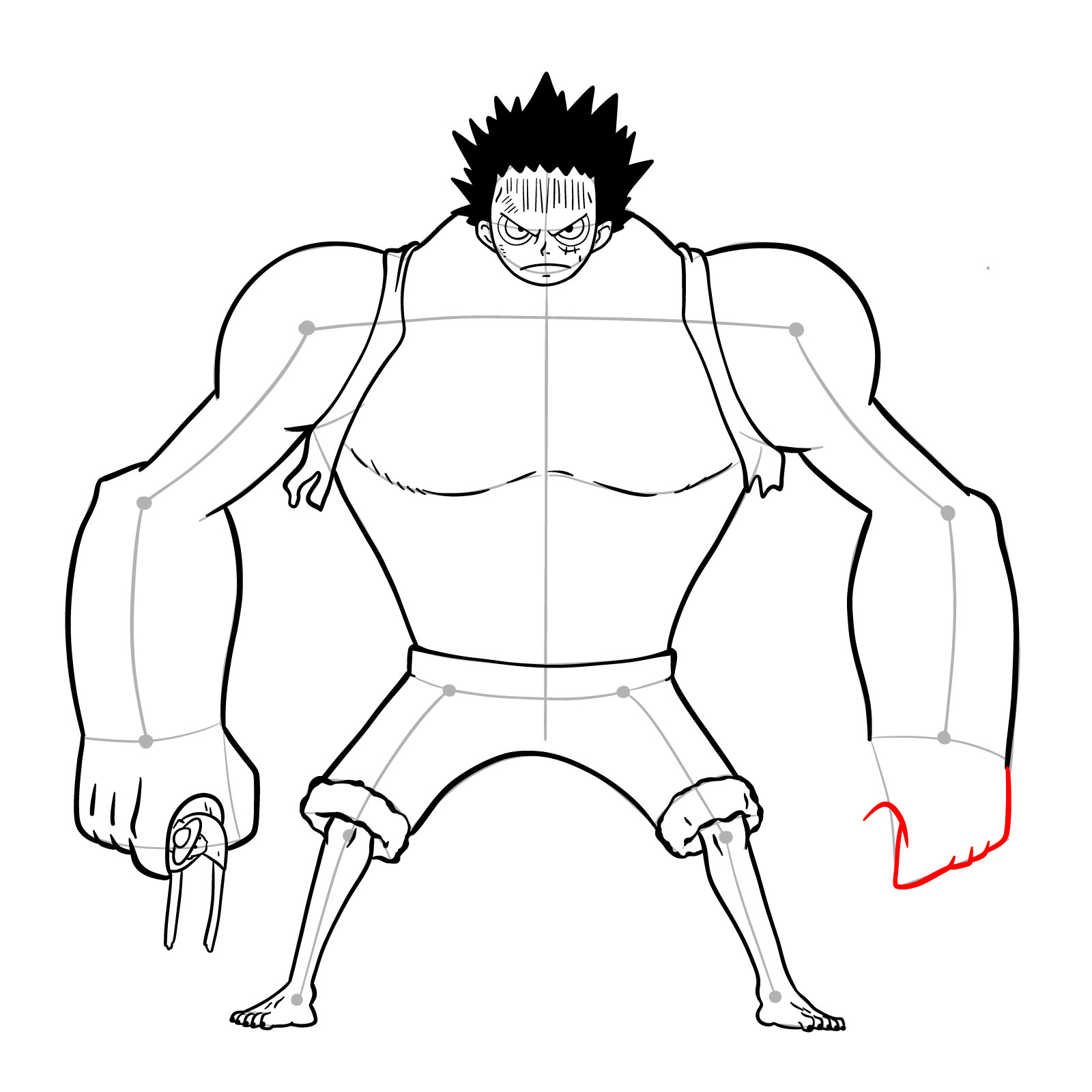 How to draw Luffy as Nightmare Luffy (Thriller Bark Arc) - step 33