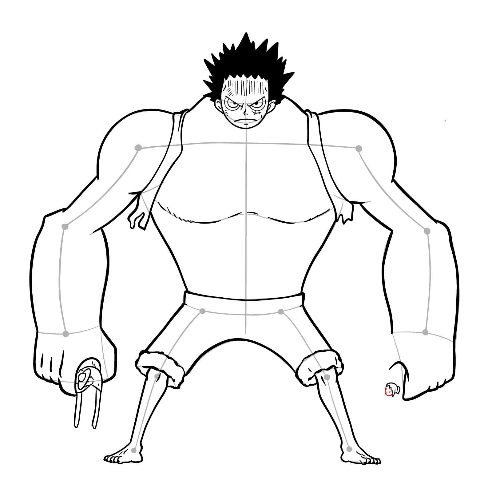 How to draw Luffy as Nightmare Luffy (Thriller Bark Arc) - step 35