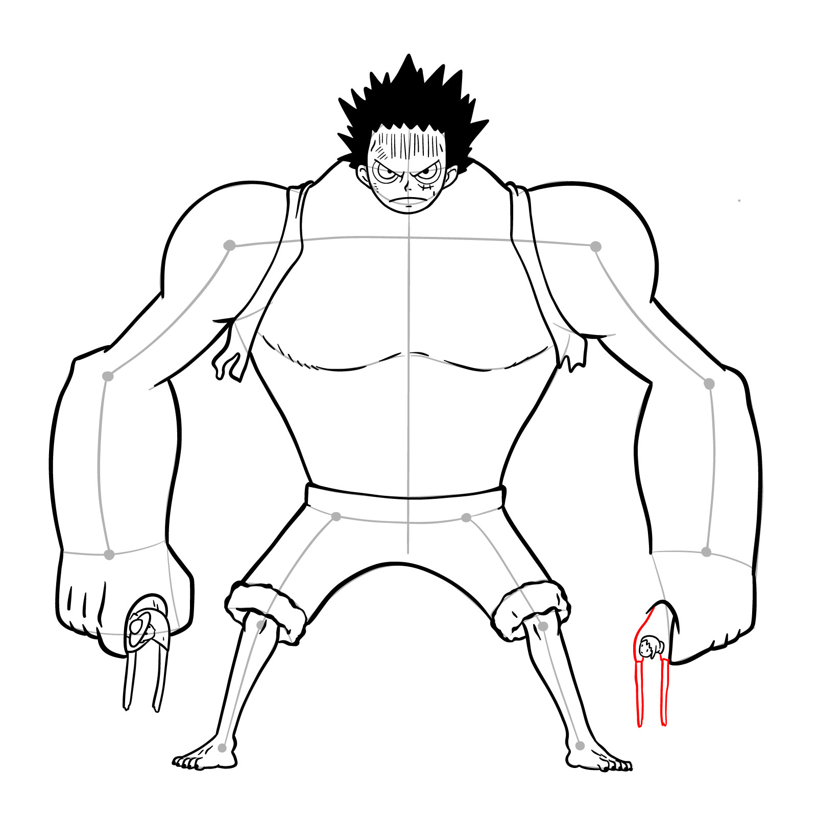 How to draw Luffy as Nightmare Luffy (Thriller Bark Arc) - step 36