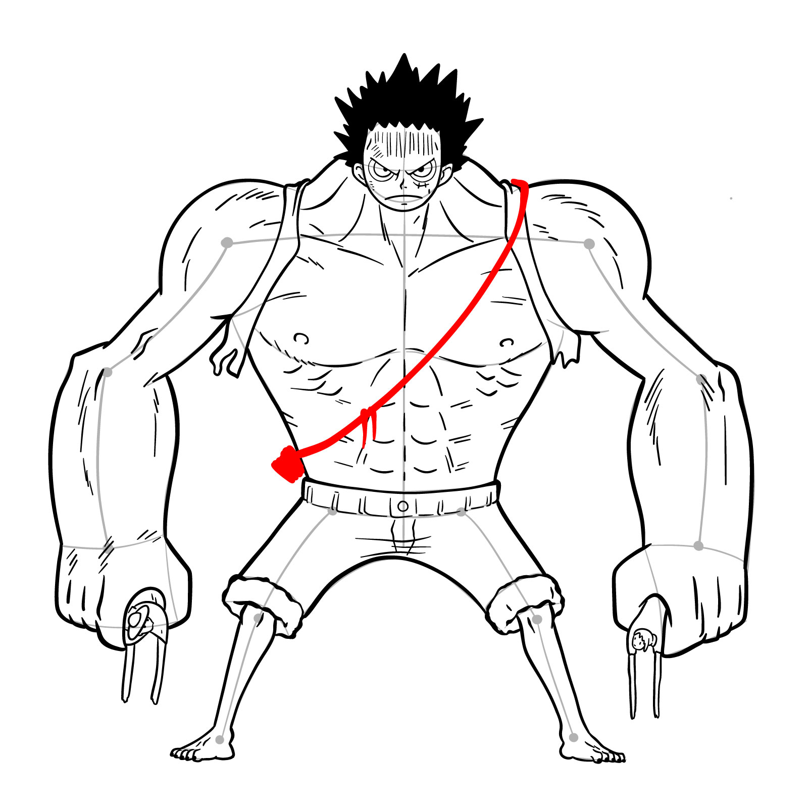 How to draw Luffy as Nightmare Luffy (Thriller Bark Arc) - step 42