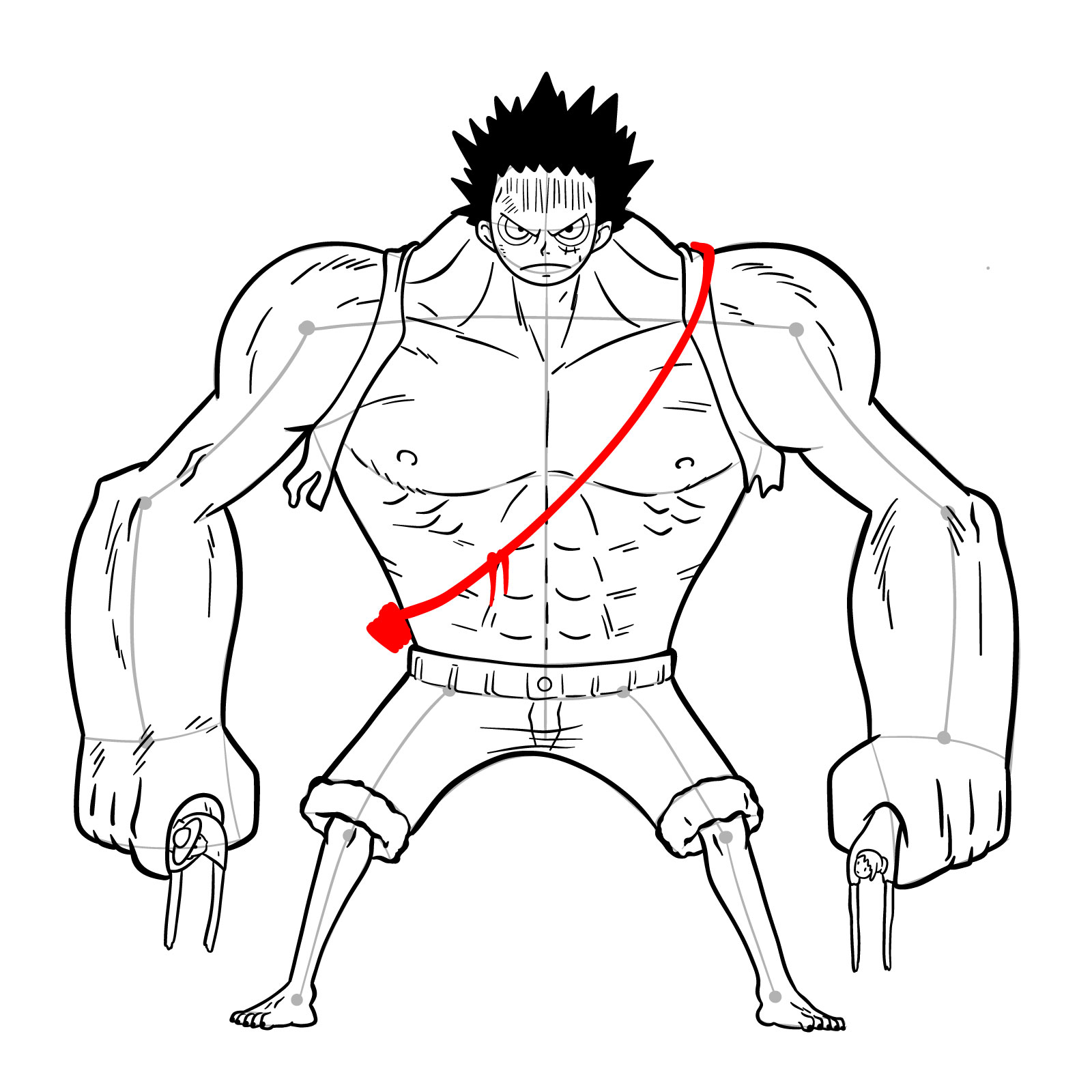 How to draw LUFFY (One Piece) step by step, EASY 