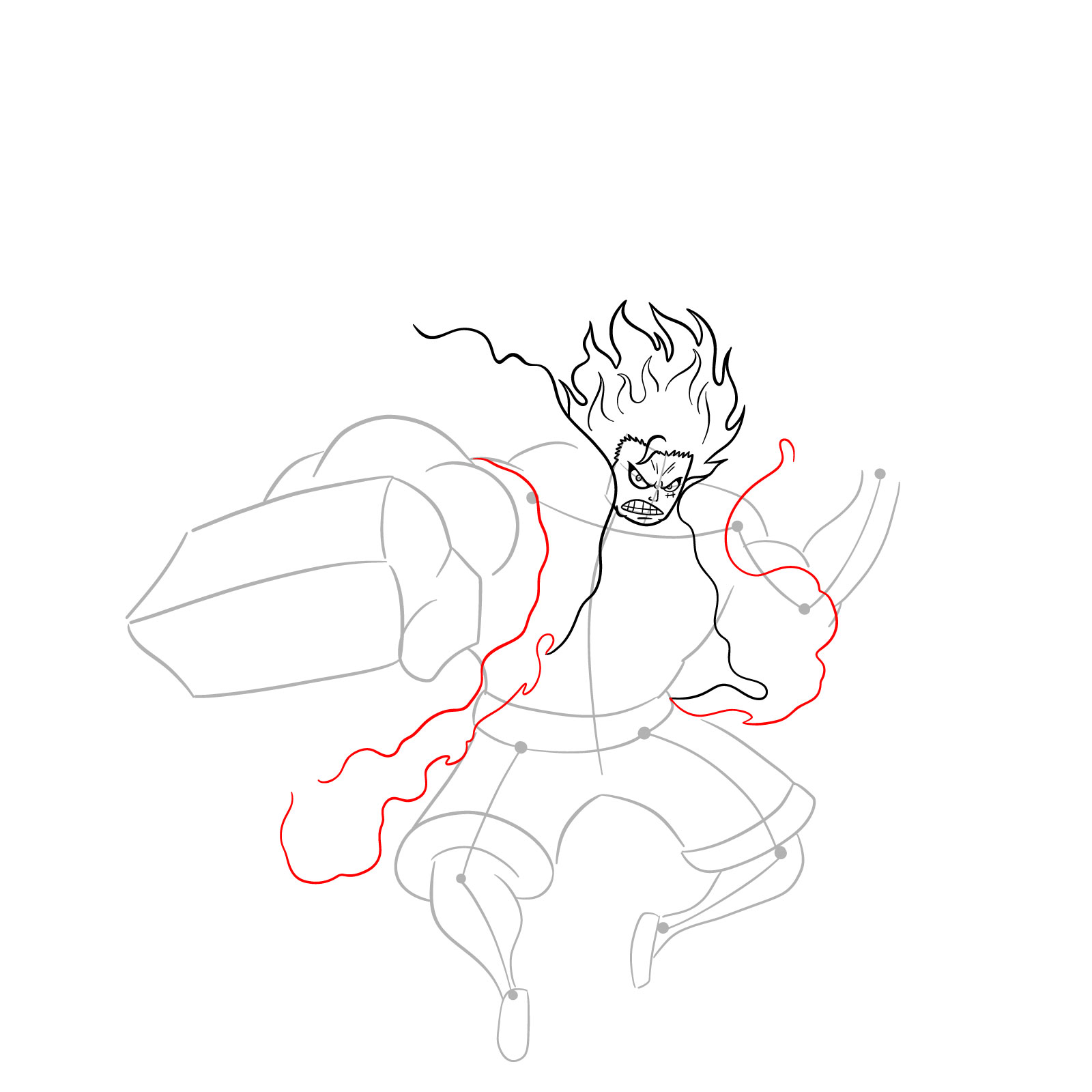 How to draw Fourth Gear Luffy Snakeman - step 14