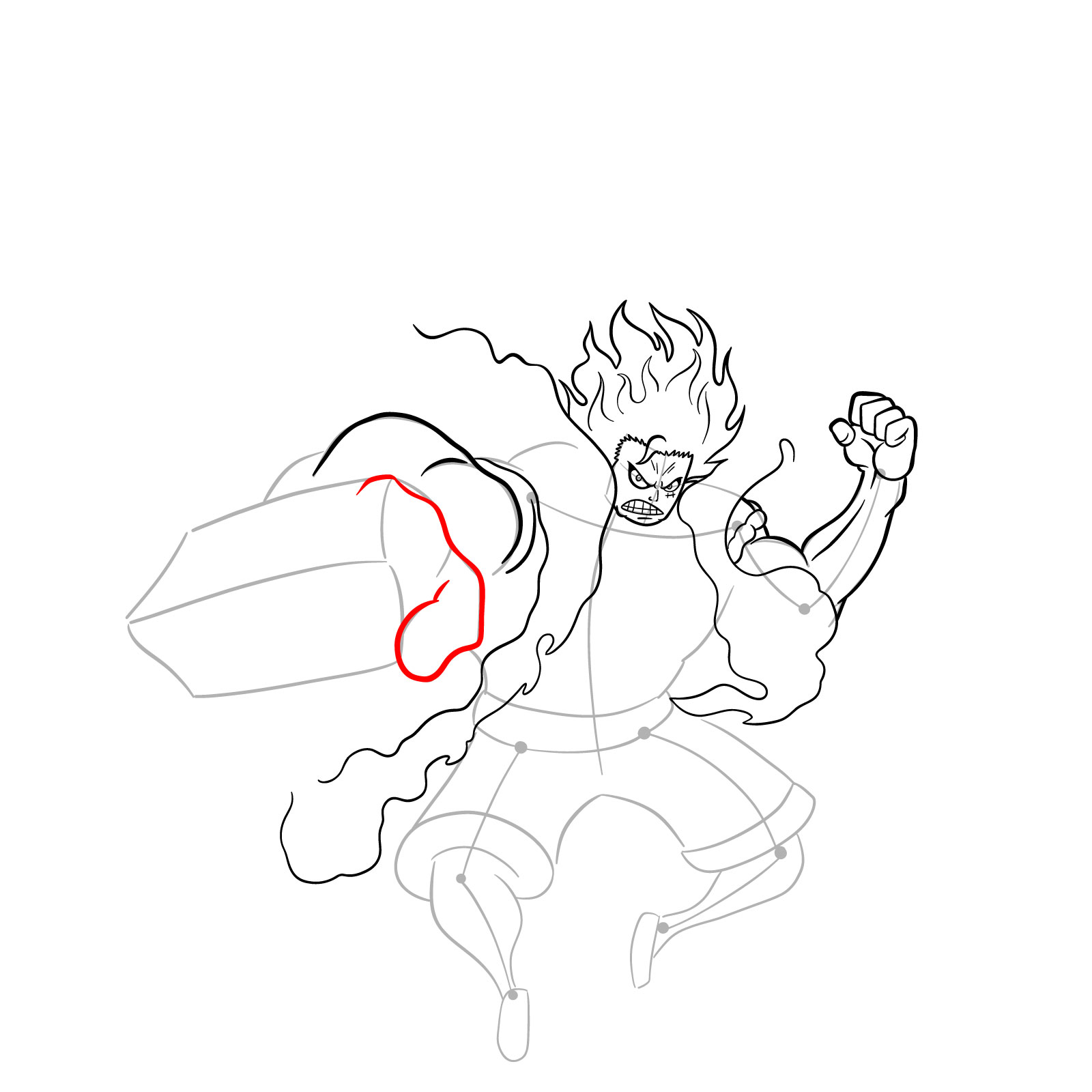 How to draw Fourth Gear Luffy Snakeman - step 21