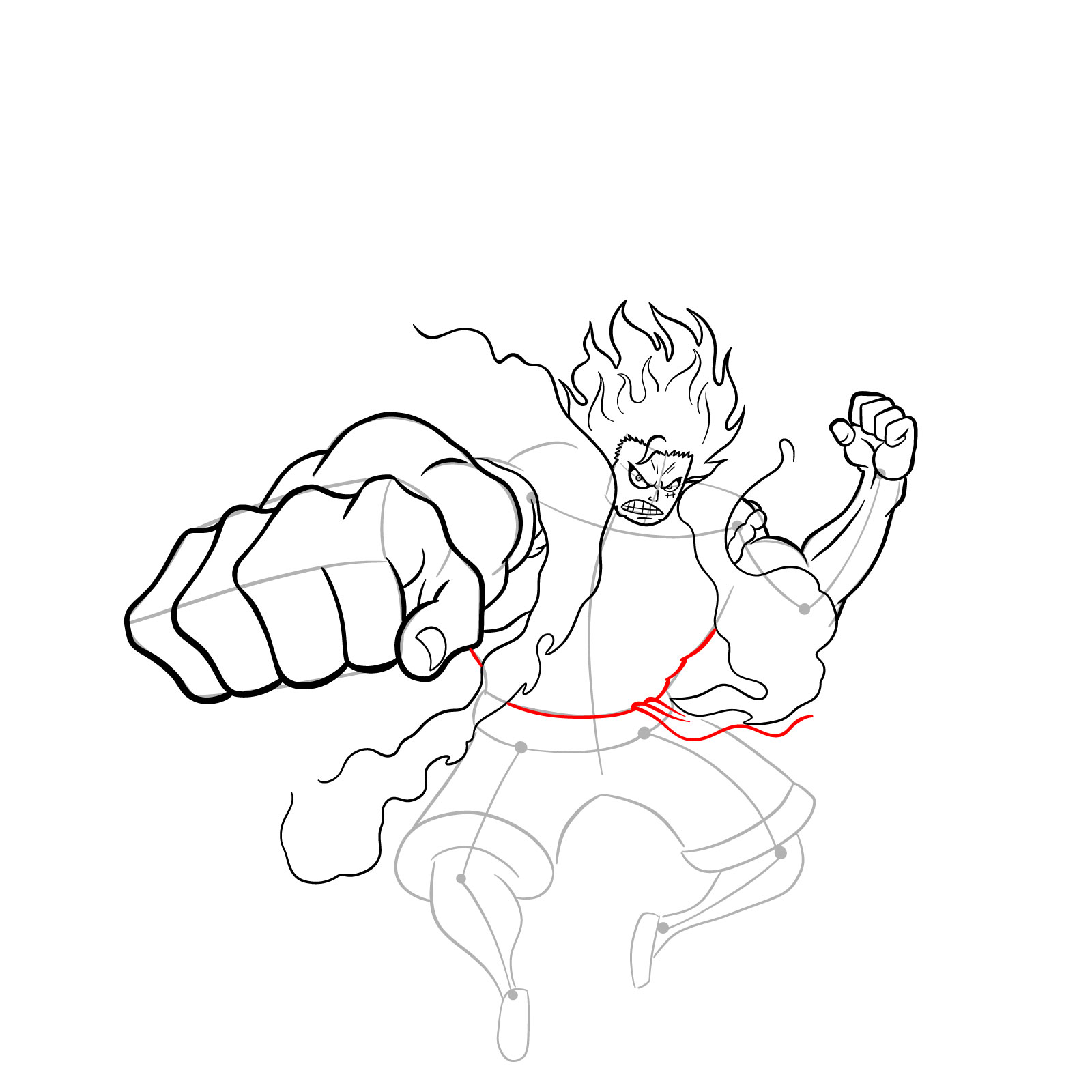 How to draw Fourth Gear Luffy Snakeman - step 26
