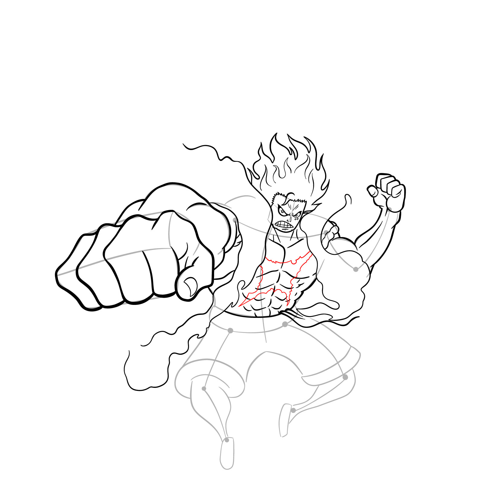 How to draw Fourth Gear Luffy Snakeman - step 29