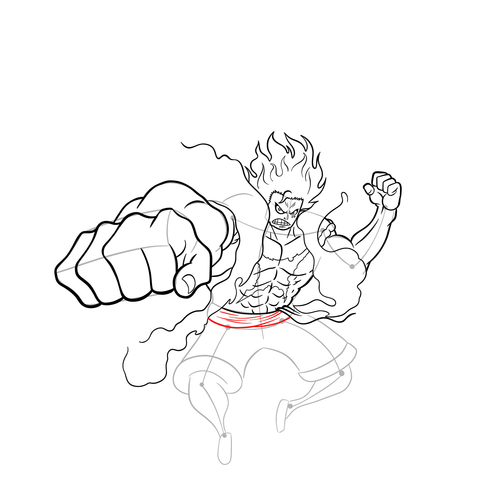 How to draw Fourth Gear Luffy Snakeman - step 30