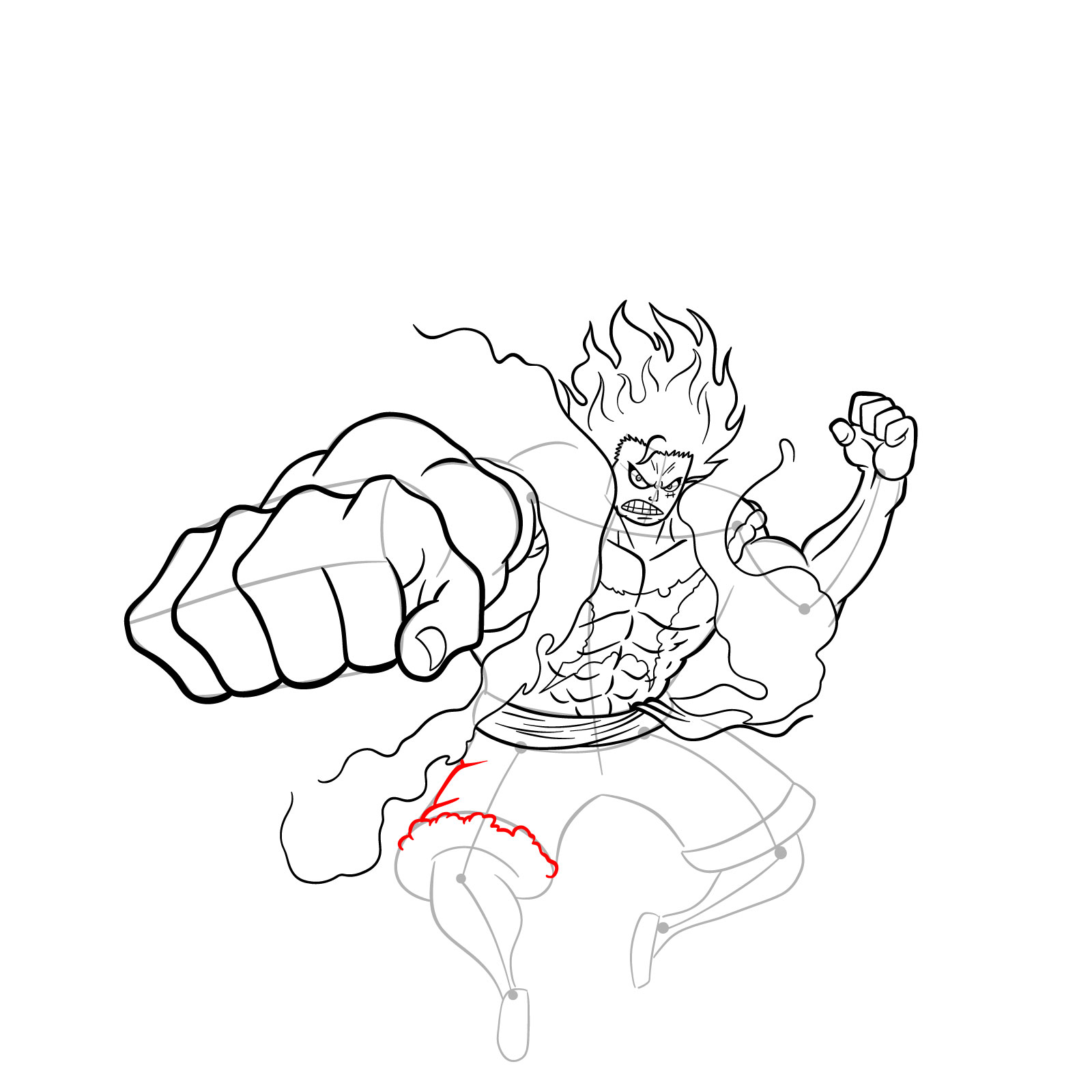 How to draw Fourth Gear Luffy Snakeman - step 31