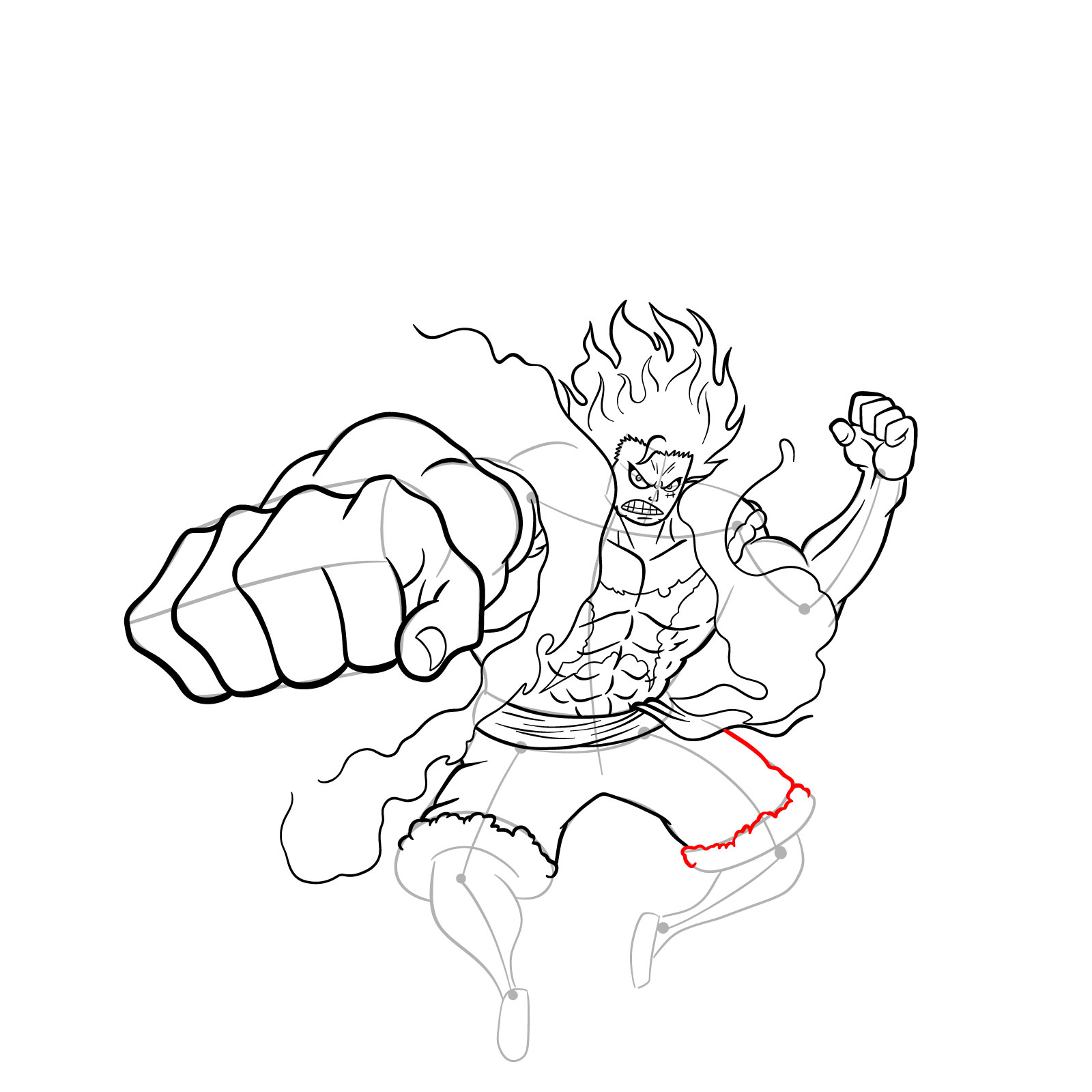 How to draw Fourth Gear Luffy Snakeman - step 33
