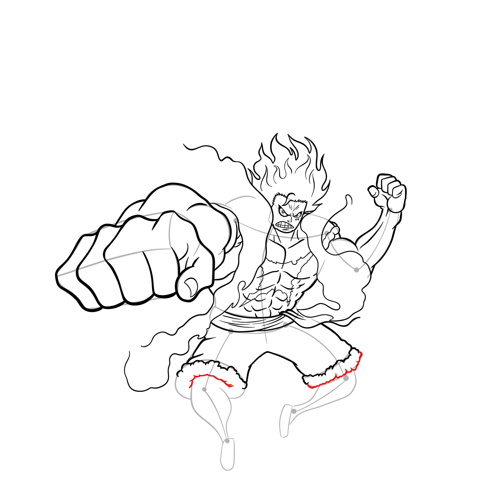 How to draw Fourth Gear Luffy Snakeman - step 34