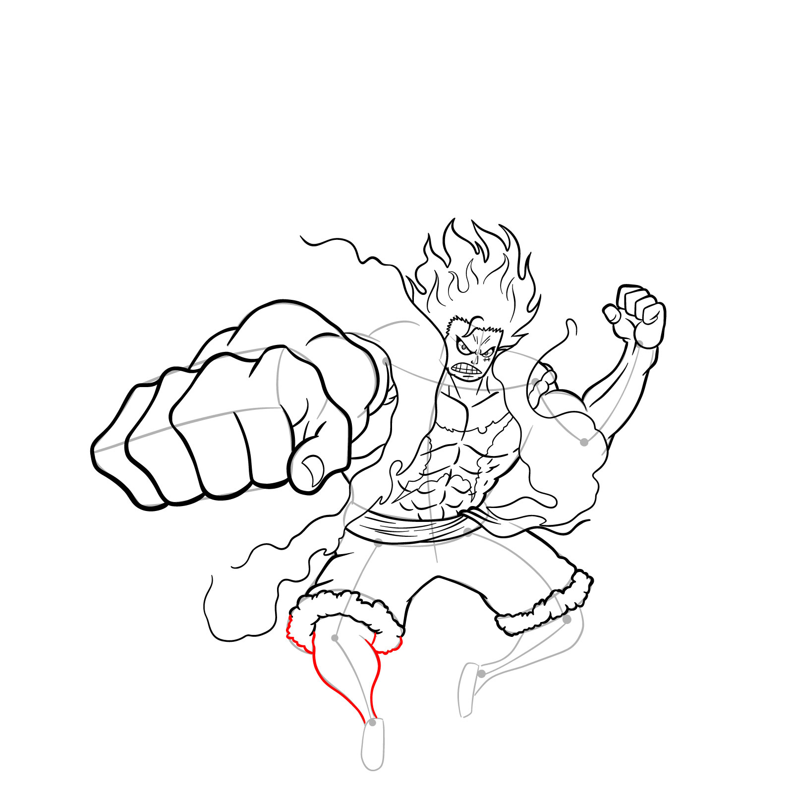 How to draw Fourth Gear Luffy Snakeman - step 35