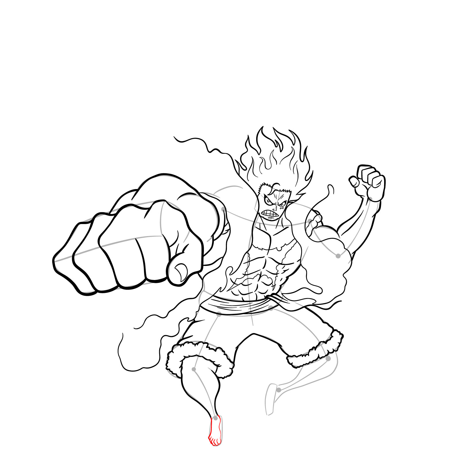 How to draw Fourth Gear Luffy Snakeman - step 36