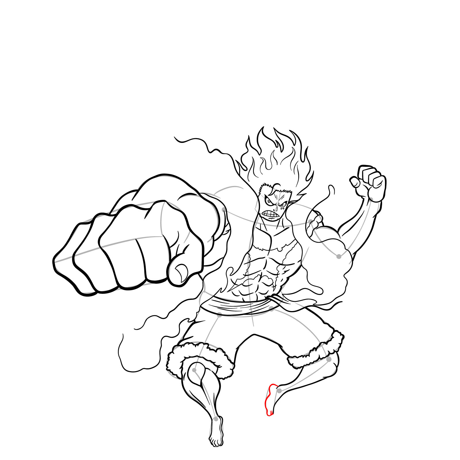 How to draw Fourth Gear Luffy Snakeman - step 39