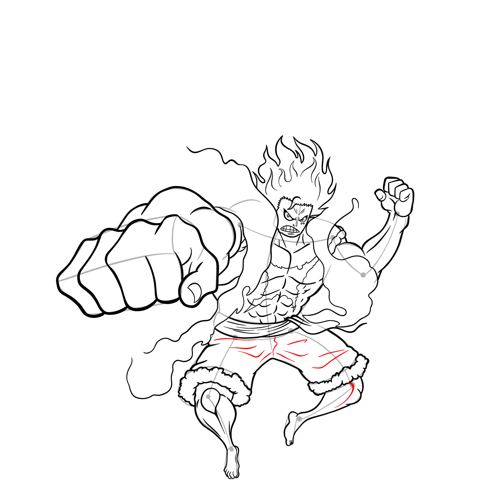 How to draw Fourth Gear Luffy Snakeman - step 40