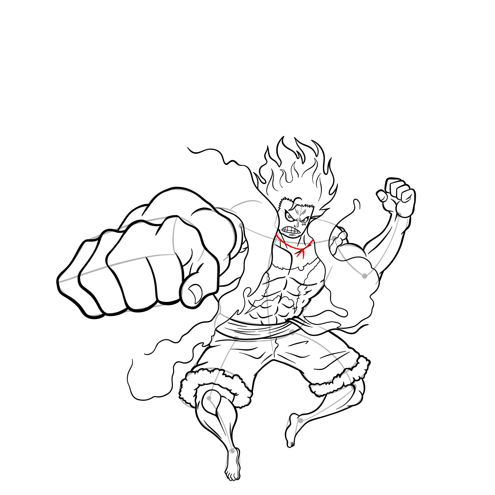 How to draw Fourth Gear Luffy Snakeman - step 41