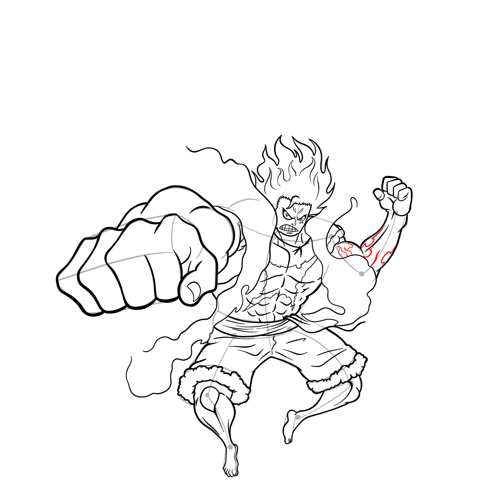 How to draw Fourth Gear Luffy Snakeman - step 42