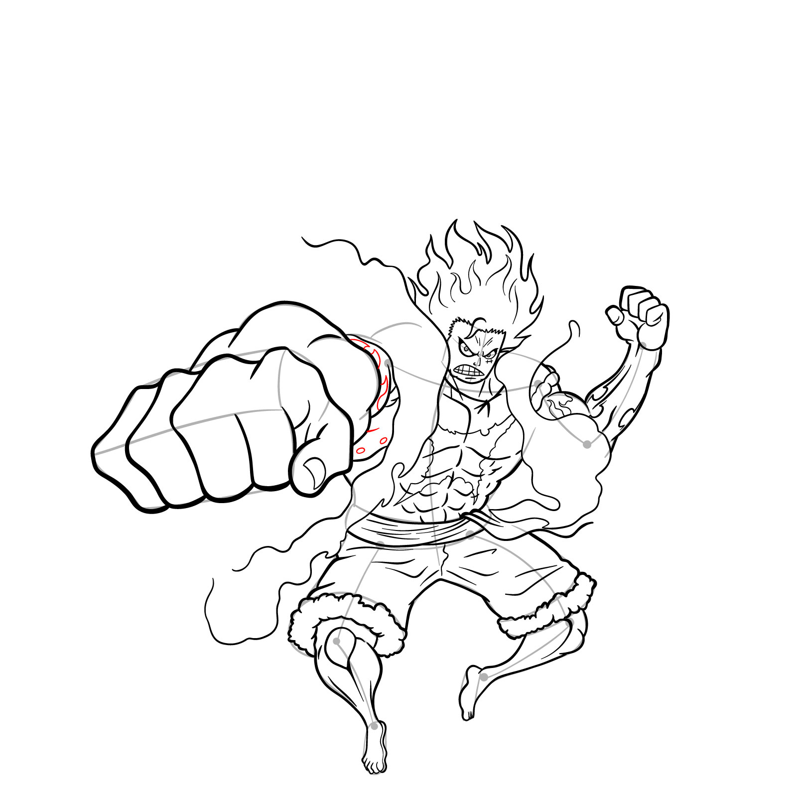 How to draw Fourth Gear Luffy Snakeman - step 43