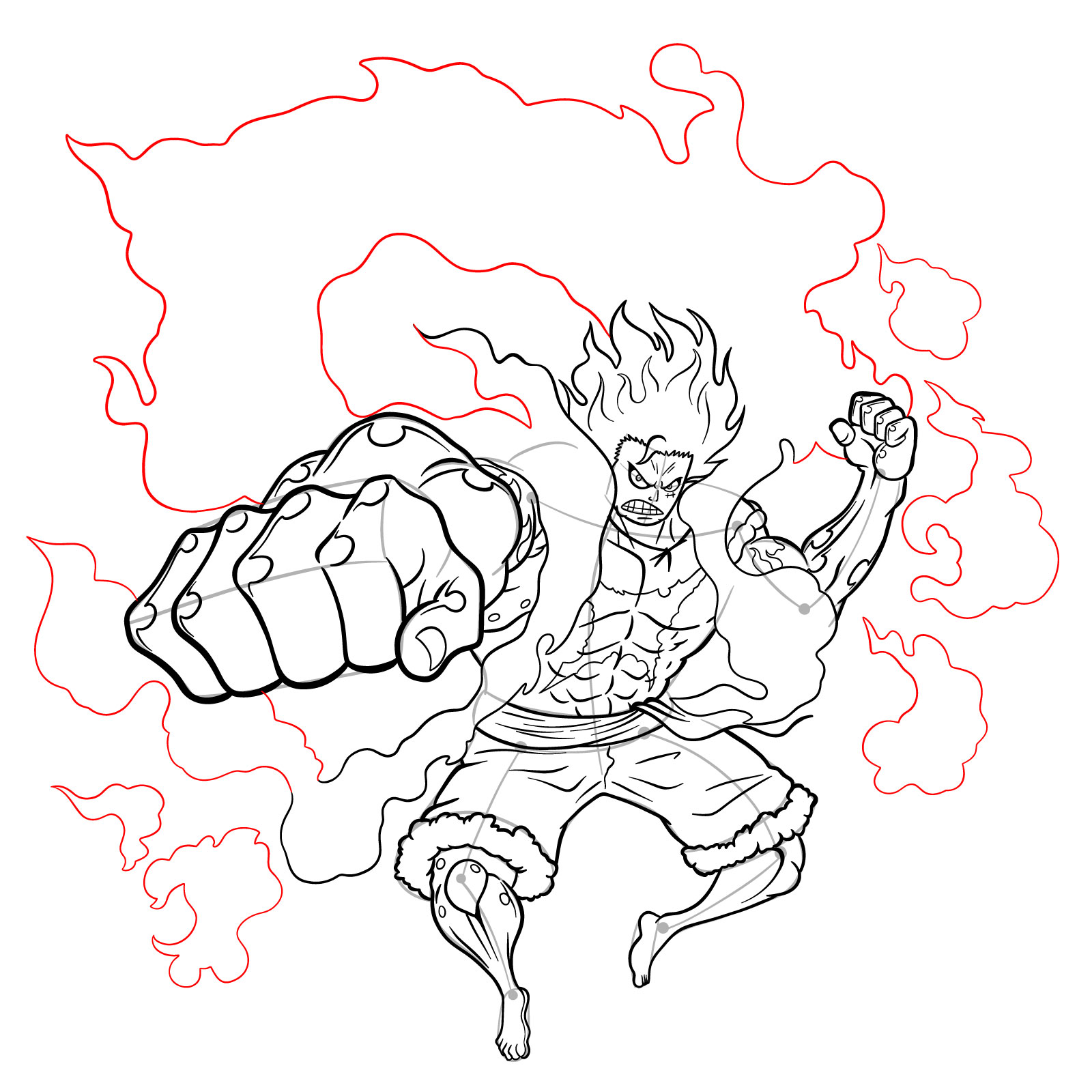 How to draw Fourth Gear Luffy Snakeman - step 45