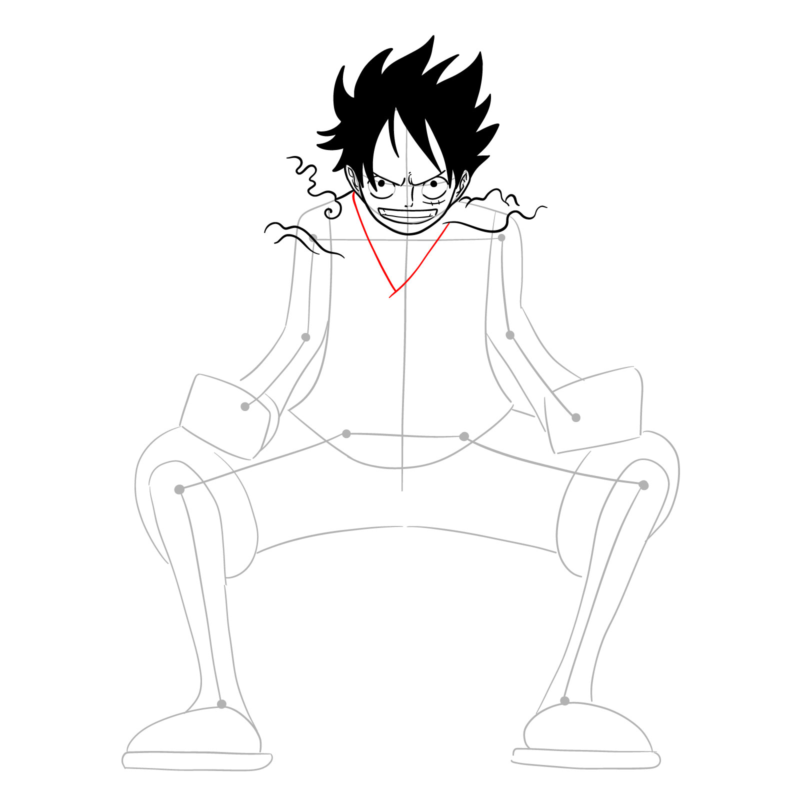How to draw Luffy in Gear Second - step 15