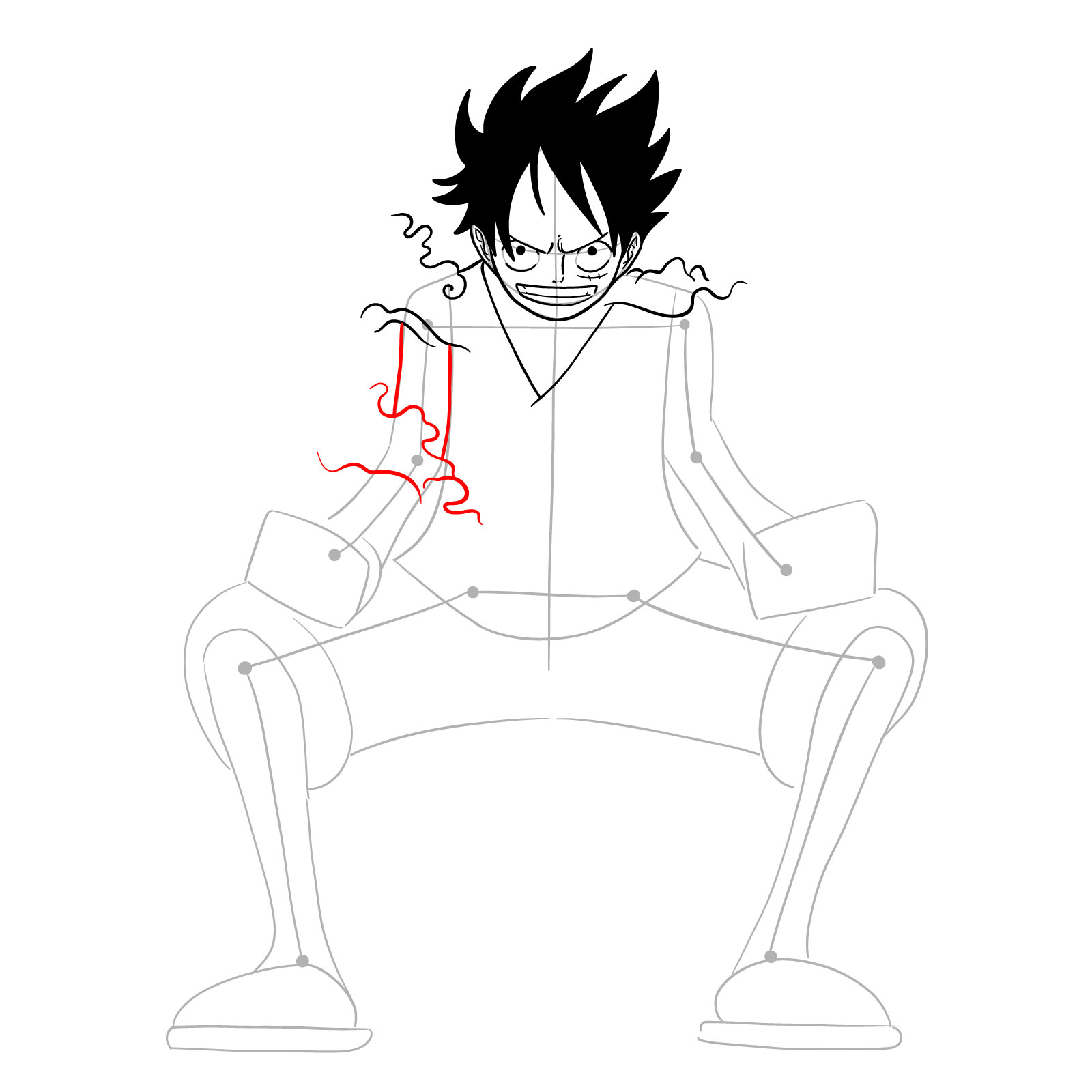 How to draw Luffy in Gear Second - step 16