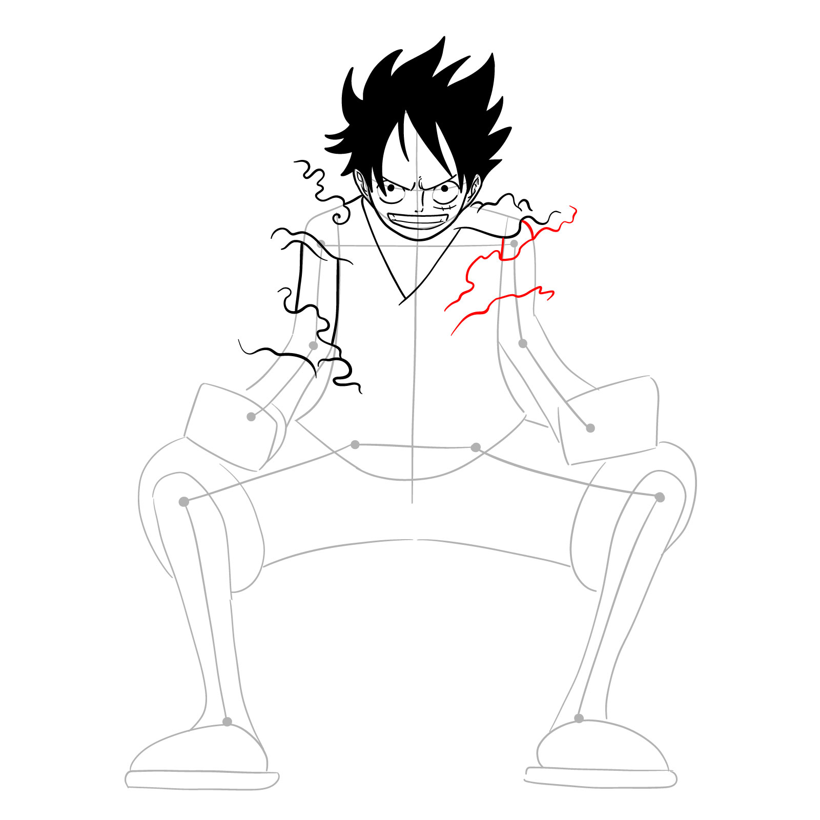 How to draw Luffy in Gear Second - step 17