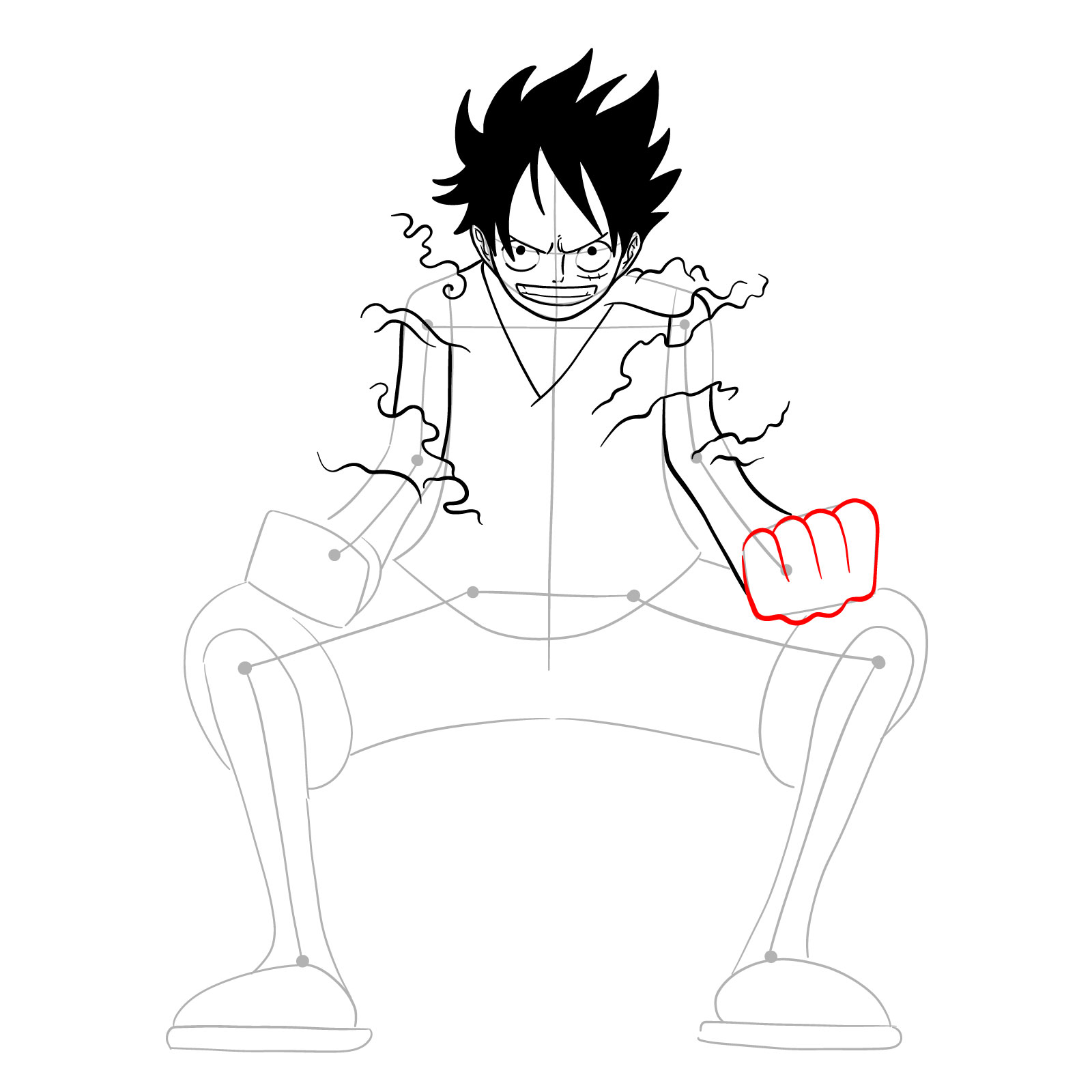 How to draw Luffy in Gear Second - step 19