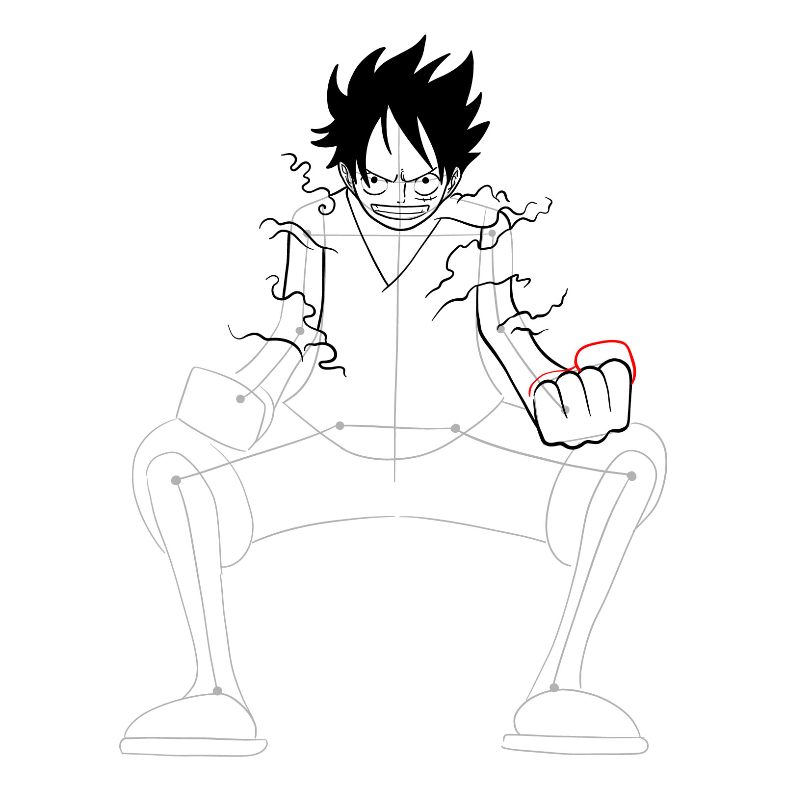 How to draw Luffy in Gear Second - step 20