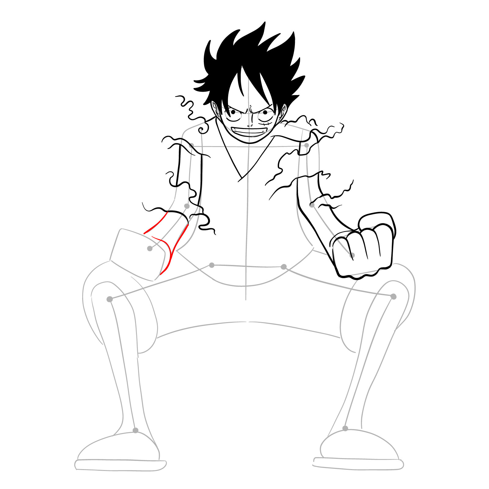 How to draw Luffy in Gear Second - step 21
