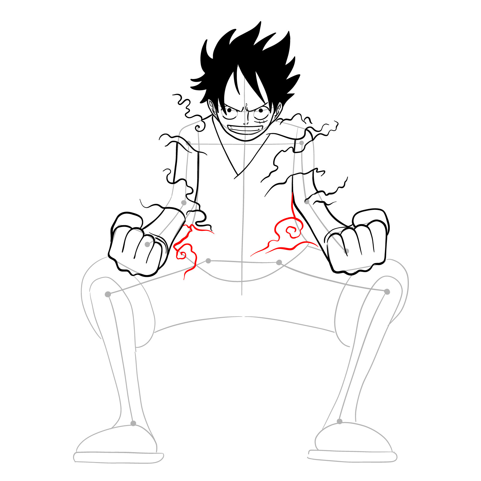 How to draw Luffy in Gear Second - step 24