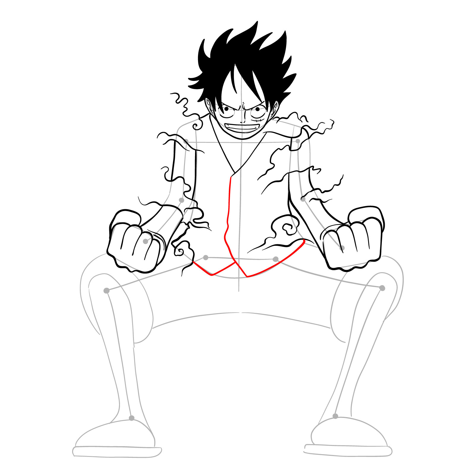 How to draw Luffy in Gear Second - step 25