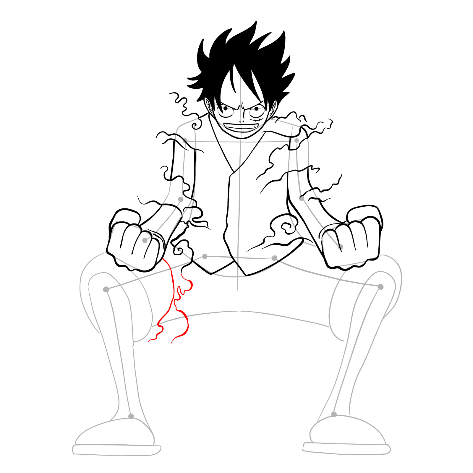 How to draw Luffy in Gear Second - step 26