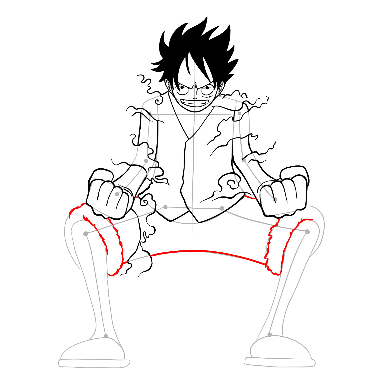 How to draw Luffy in Gear Second - step 27