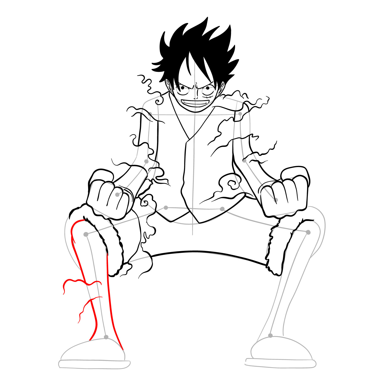 How to draw Luffy in Gear Second - step 28