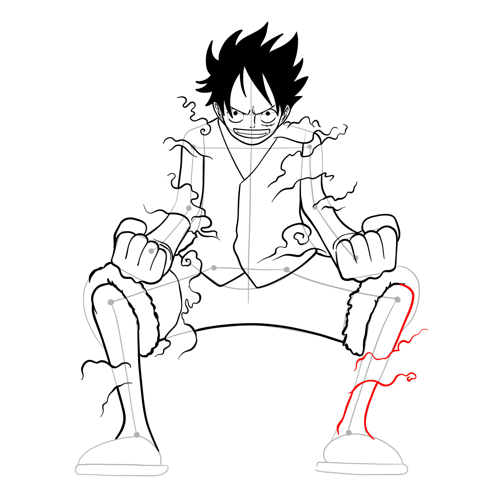 How to draw Luffy in Gear Second - step 29