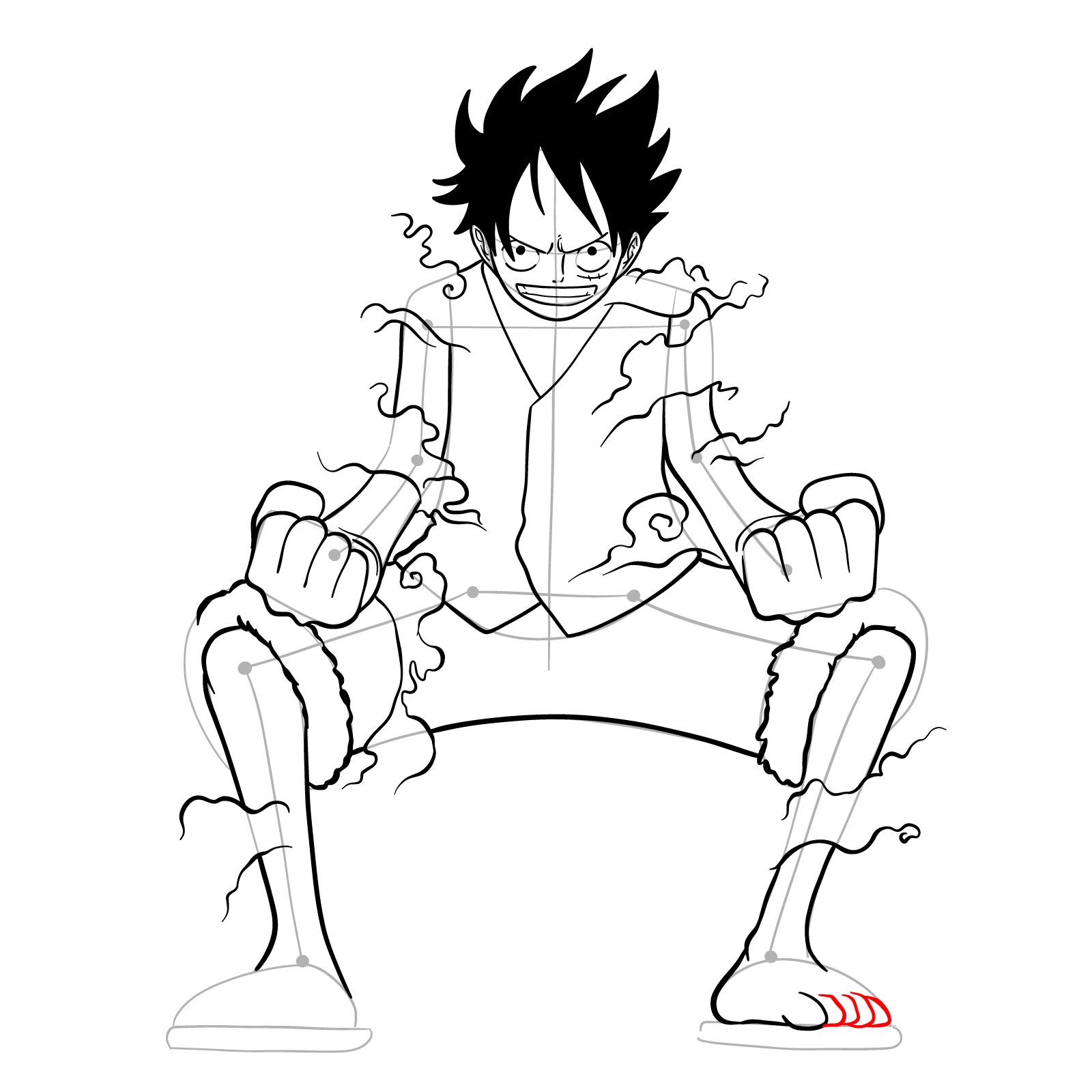 How to draw Luffy in Gear Second - step 31