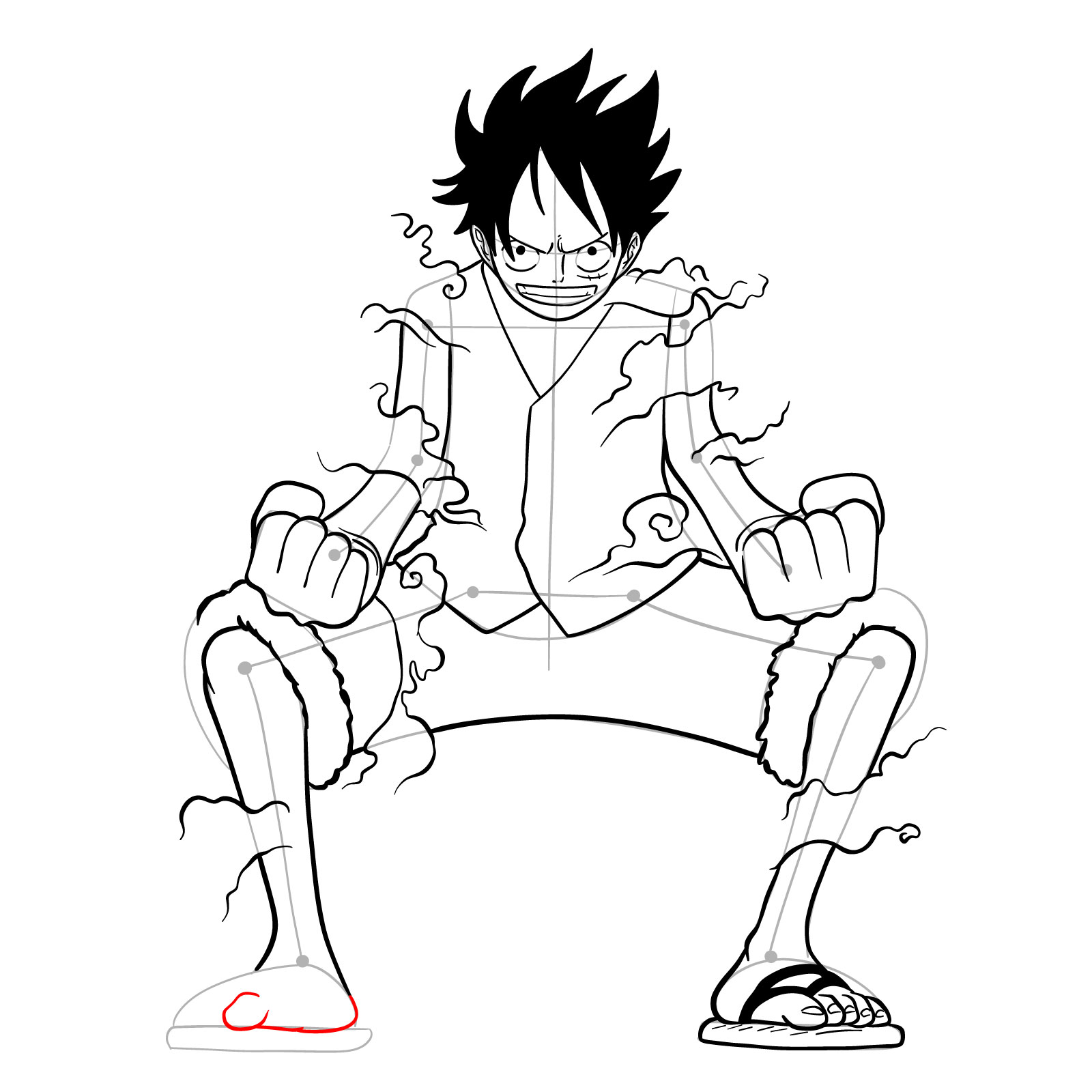How to draw Luffy in Gear Second - step 33
