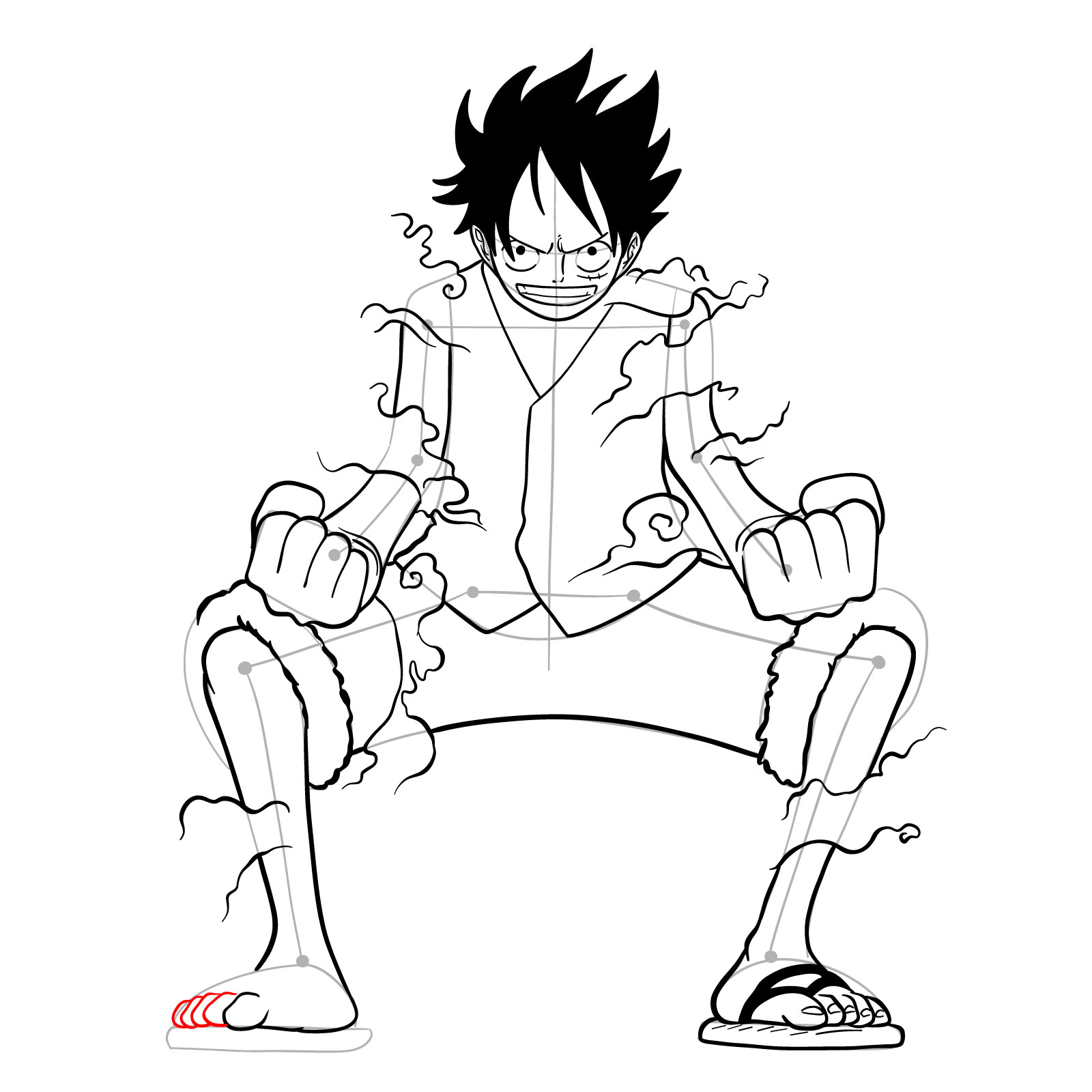 How to draw Luffy in Gear Second - step 34