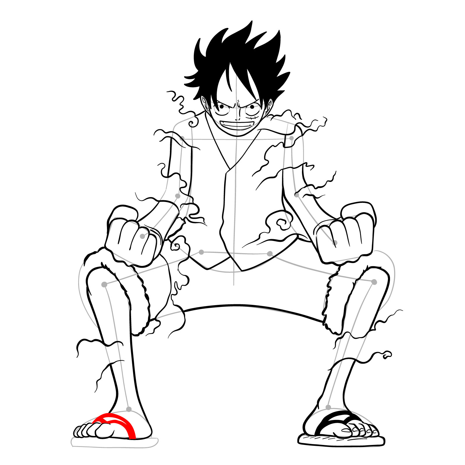 How to draw Luffy in Gear Second - step 35